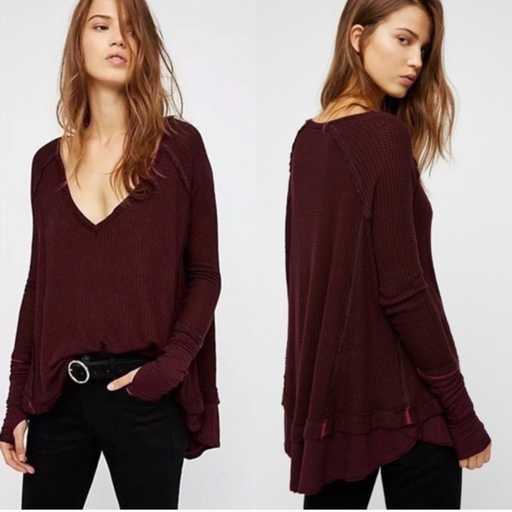 Free People Laguna Oversized Thermal Top - Picture 1 of 7